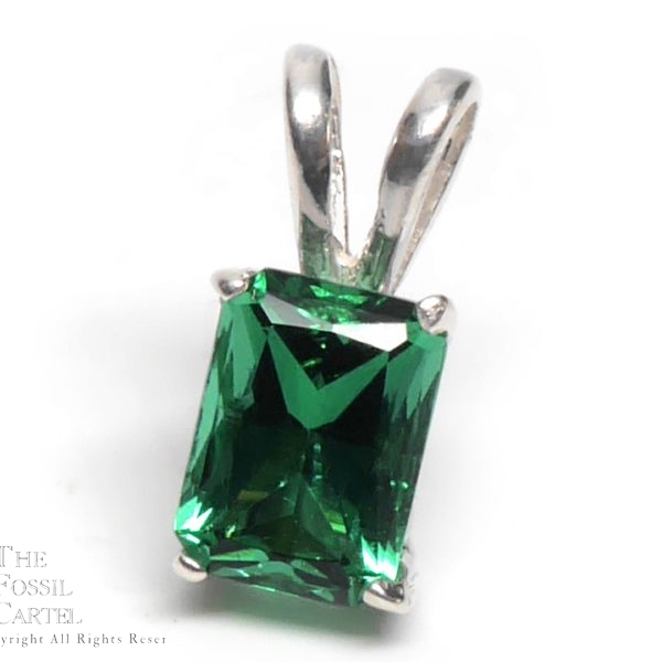 Mt. St. Helens Emerald Obsidianite Emerald-Cut Sterling Silver Pendant