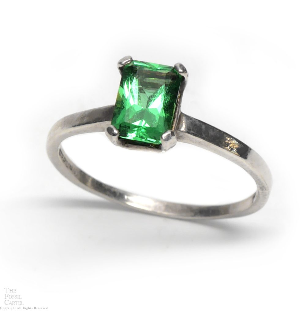 Mt. St. Helens Emerald Obsidianite Emerald-Cut Sterling Silver Ring ...