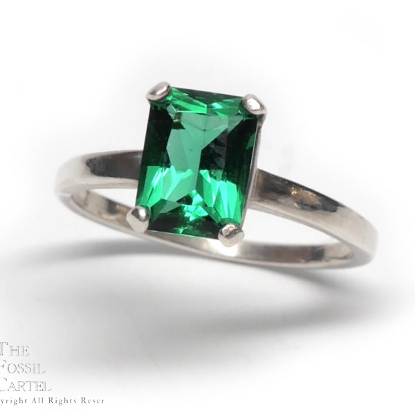 Mt. St. Helens Emerald Obsidianite Emerald-Cut Sterling Silver Ring