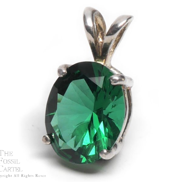 Mt. St. Helens Emerald Obsidianite Oval Cut Sterling Silver Pendant