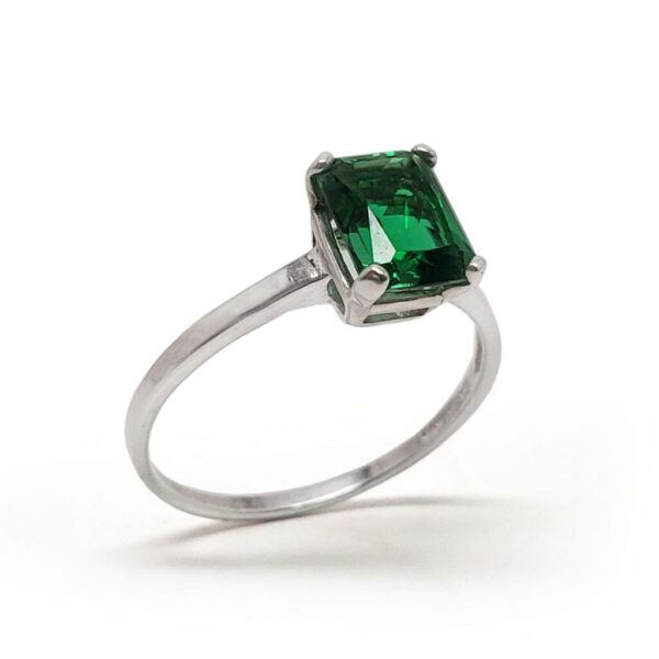 Mt. St. Helens Emerald Obsidianite Emerald-Cut Sterling Silver Ring