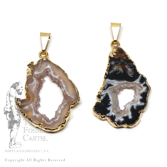 Oco Geode Agate Pendant with Gold Plating