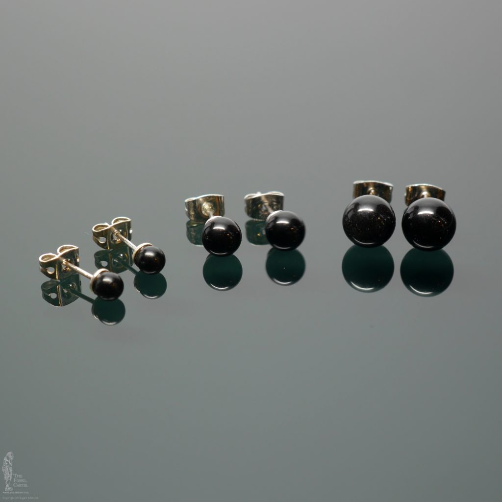 Obsidian Ball Stud Earrings
