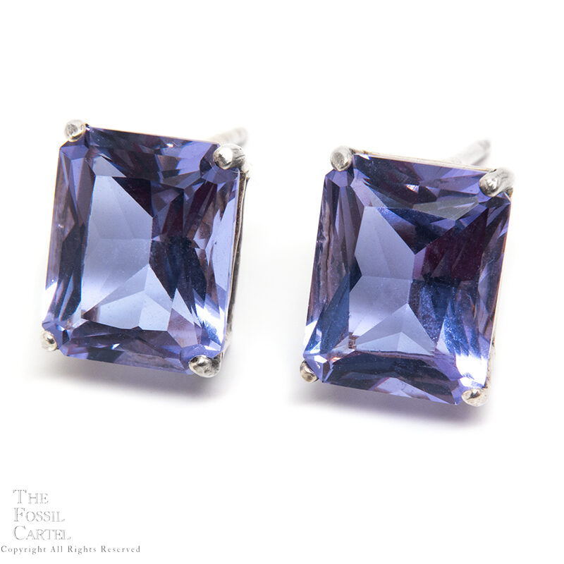 Mt. St. Helens Twilight Obsidianite Emerald-Cut Stud Sterling Silver Earrings Twilight Obsidianite Emerald Cut Stud Earrings