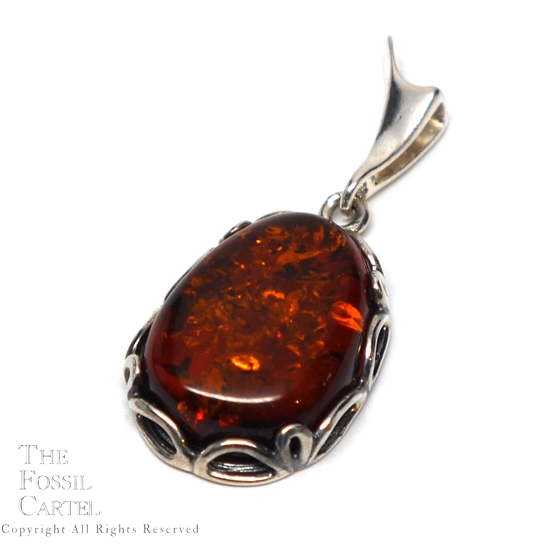 Amber Oval Sterling Silver Pendant The Fossil Cartel