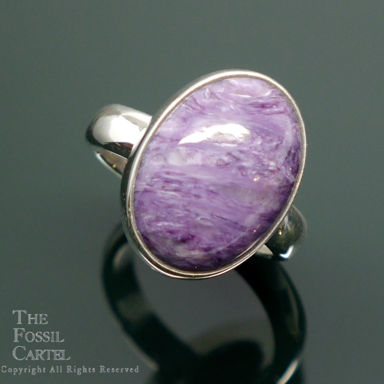 Charoite Oval Sterling Silver Ring; size 7 1/4