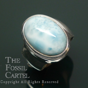 Larimar Oval Sterling Silver Ring; size 6 1/2