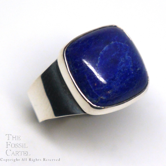 Lapis Square Cabochon Sterling Silver Ring; size 7 1/2