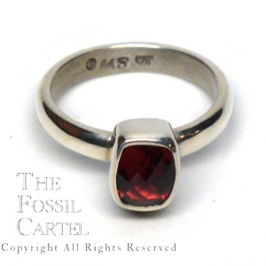 Garnet Faceted Sterling Silver Ring; size 6 3/4