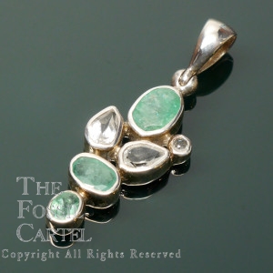Emerald and White Topaz Sterling Silver Pendant
