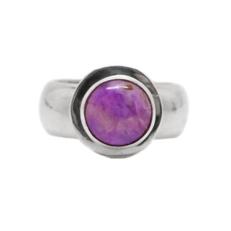 Sugilite Round Sterling Silver Ring; Size 7 1/2