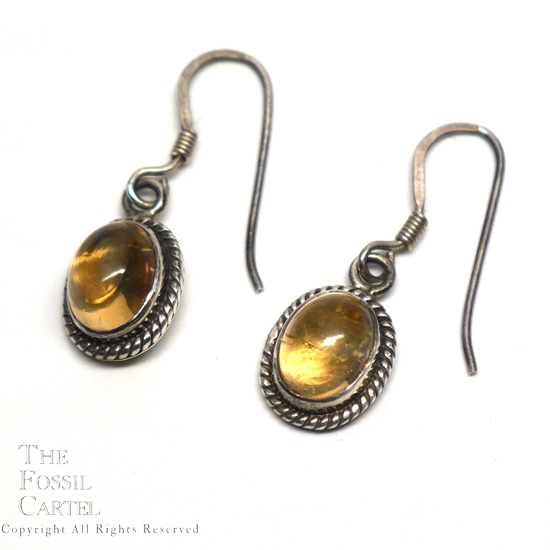 Citrine Oval Cabochon Sterling Silver Earrings
