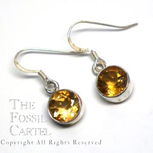 Citrine Round Faceted Sterling Silver Earrings