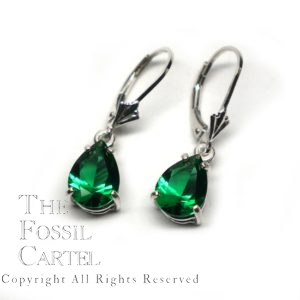 Mt. St. Helens Emerald Obsidianite Pear-Cut Lever-Back Sterling Silver Earrings