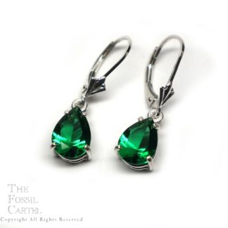 Mt. St. Helens Emerald Obsidianite Pear-Cut Lever-Back Sterling Silver Earrings