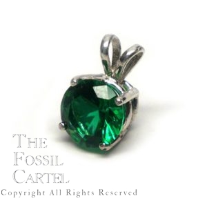 Mt. St. Helens Emerald Obsidianite Round Cut Sterling Silver Pendant