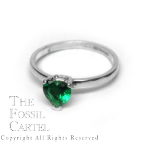 Mt. St. Helens Emerald Obsidianite Heart Cut Sterling Silver Ring