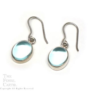 Blue Topaz Oval Cabochon Sterling Silver Earrings