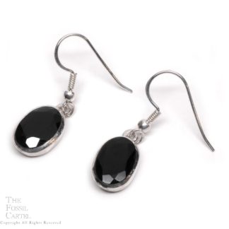 Onyx Oval Faceted Sterling Silver Earrings