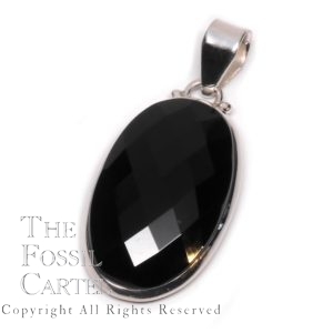 Onyx Oval Faceted Sterling Silver Pendant