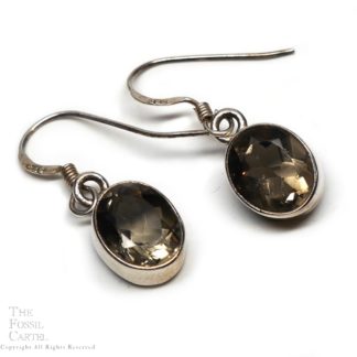 Smoky Quartz Oval Faceted Sterling Silver Dangle Earrings