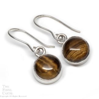 Tiger Eye Round Cabochon Sterling Silver Earrings