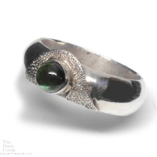 Green Tourmaline (Verdelite) Round Sterling Silver Ring; size 7 3/4