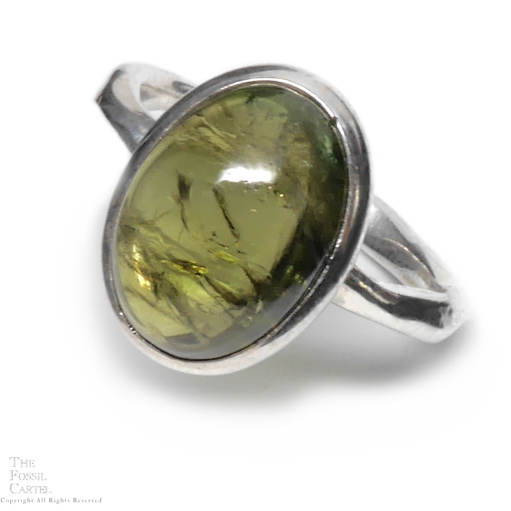 Green Tourmaline (Verdelite) Oval Sterling Silver Ring; size 7 3/4 ...