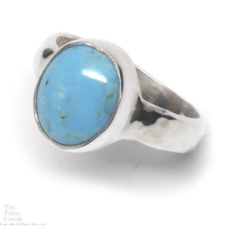 Turquoise Oval Sterling Silver Ring; size 8