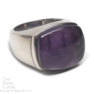 Amethyst Cabochon Sterling Silver Ring; size 6 1/2