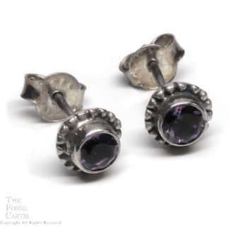 Amethyst Round Faceted Sterling Silver Stud Earrings