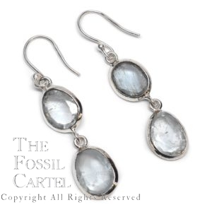 Aquamarine Round Faceted Sterling Silver Earrings
