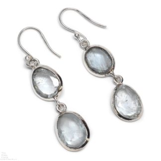 Aquamarine Round Faceted Sterling Silver Earrings