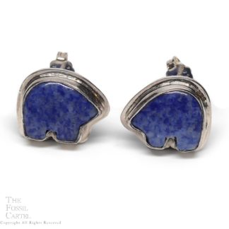 Lapis Lazuli Zuni Bear Sterling Silver Stud Earrings