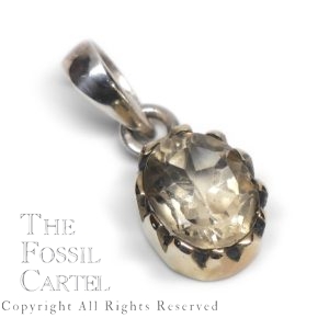 Citrine Oval Faceted Sterling Silver and Brass Pendant