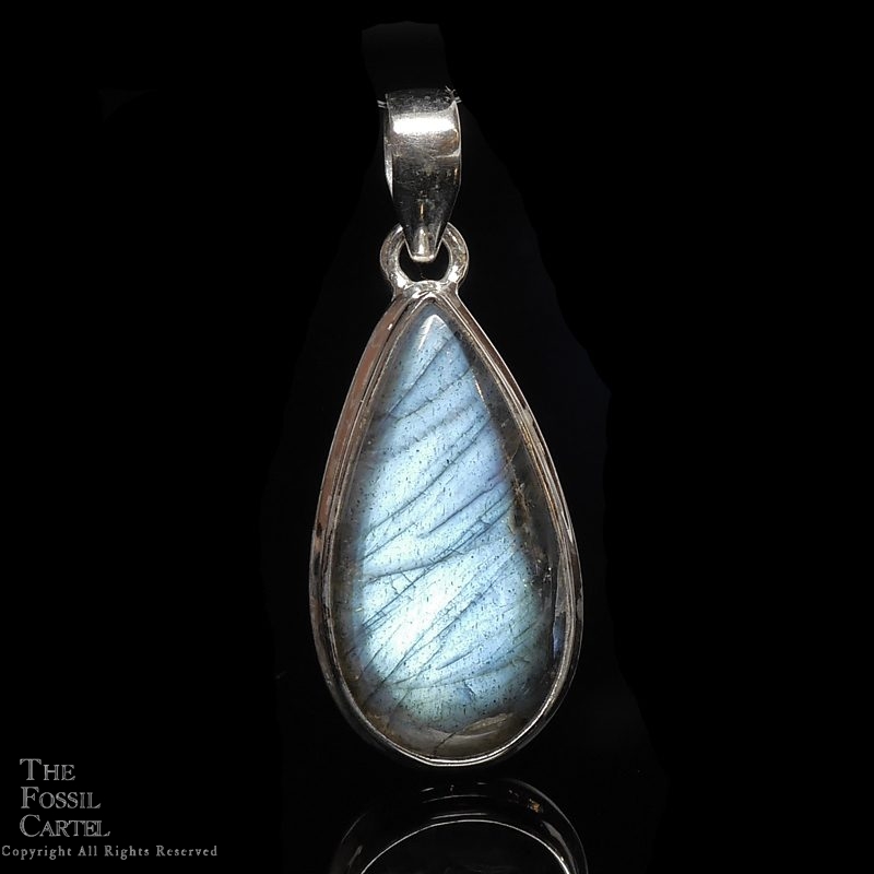 92.5 Sterling Silver Pendant Teardrop Cabochon Labradorite Pendant With Chain Necklace Natural Labradorite Cabochon Gemstone Pendant