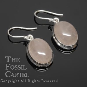 Rose Quartz Oval Cabochon Sterling Silver Earrings