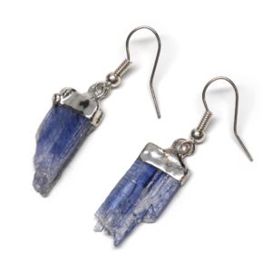 Blue Kyanite Capped Crystal Earrings