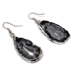 Oco Geode Earrings Silver Dark