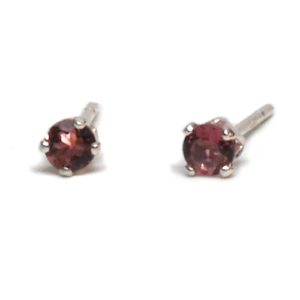 Pink Tourmaline Faceted Round Stud Sterling Silver Earrings