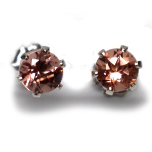 Oregon Sunstone Faceted Round Cut Sterling Silver Stud Earrings