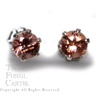 Oregon Sunstone Faceted Round Cut Sterling Silver Stud Earrings