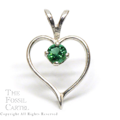 Mt. St. Helens Emerald Obsidianite Heart Shaped Sterling Silver Pendant