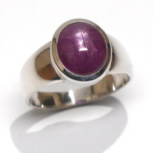 Star Ruby Oval Shaped Sterling Silver Ring
