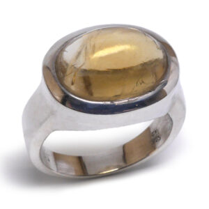 Citrine Oval Cabochon Sterling Silver Ring; Size 10