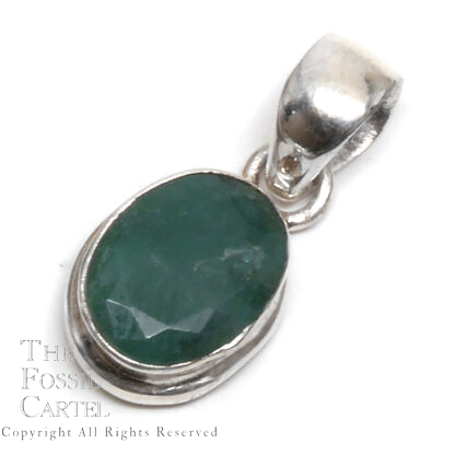 Emerald Oval Faceted Sterling Silver Pendant