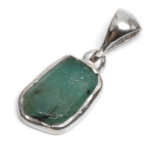 Emerald Rough Sterling Silver Pendant