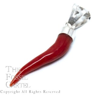 Red Coral Branch Sterling Silver Pendant