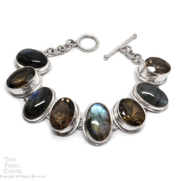 Labradorite and Smoky Quartz Sterling Silver Bracelet