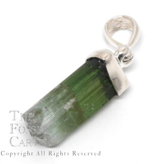 Green Tourmaline Crystal Sterling Silver Pendant
